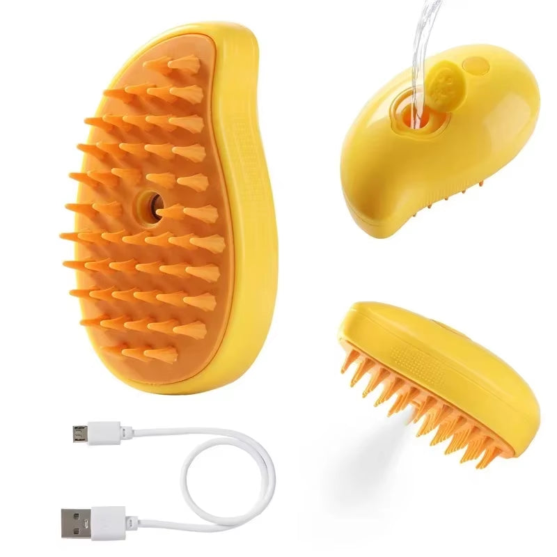 3-in-1 Steam Pet Brush – Self-Cleaning Grooming & Massage Brush for Dogs & Cats