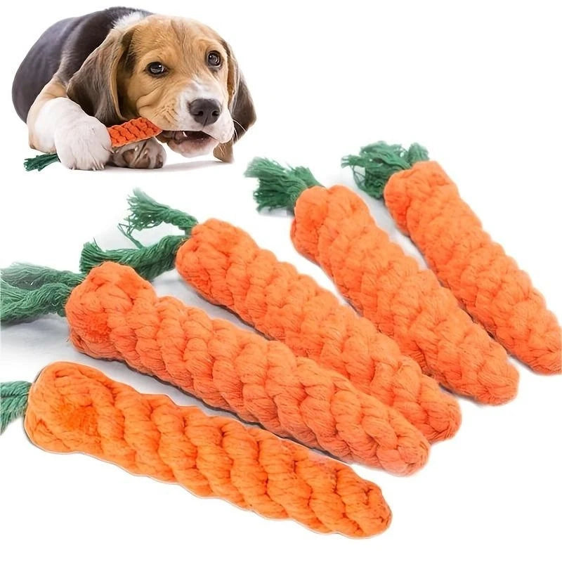 Carrot Rope Chew Toy for Dogs | Durable Cotton Tug & Dental Toy