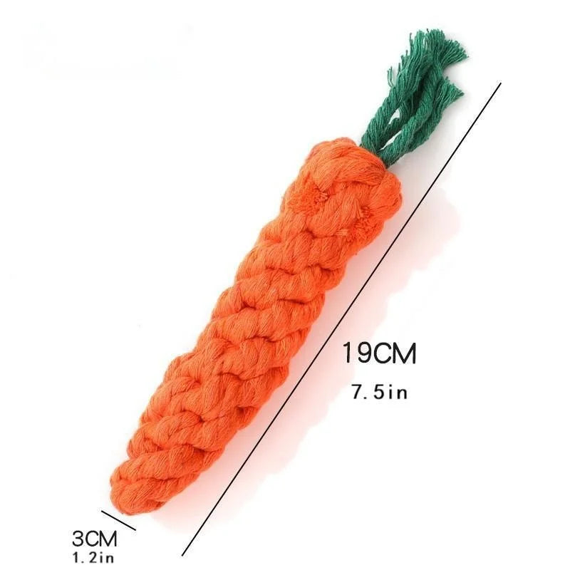 Carrot Rope Chew Toy for Dogs | Durable Cotton Tug & Dental Toy