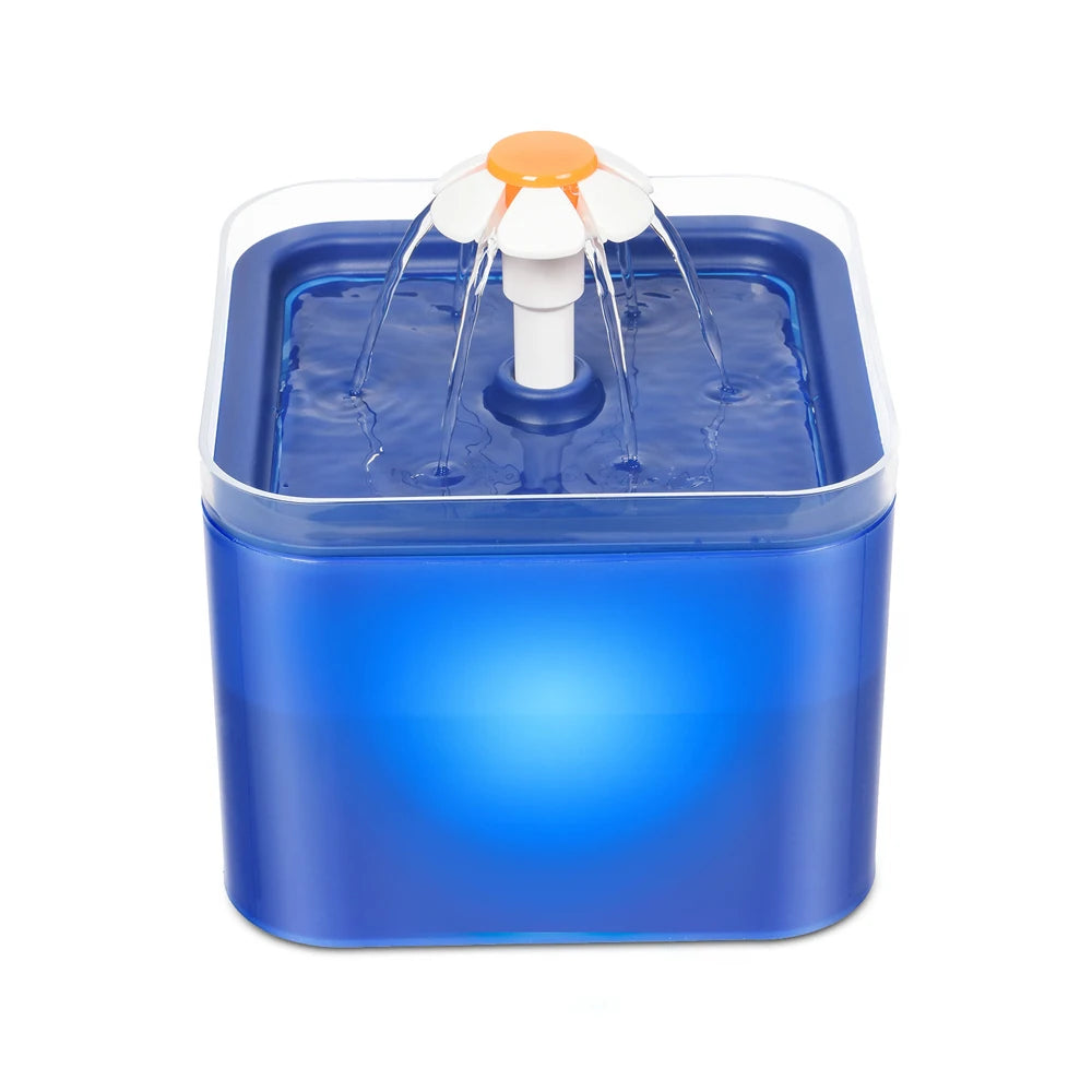 2L Automatic Pet Water Fountain with LED Light – USB Filtered Water Dispenser for Cats & Dogs