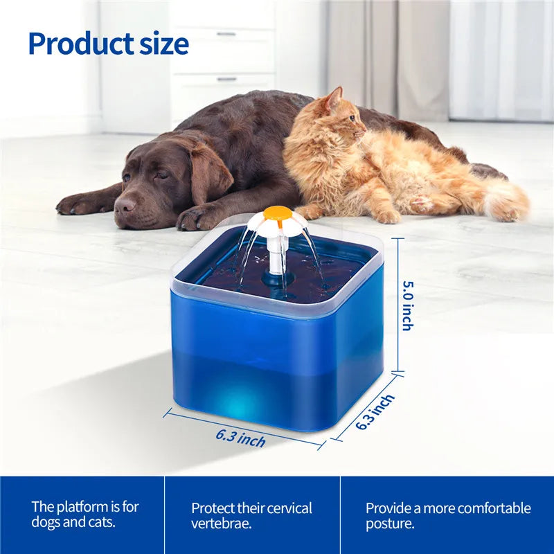 2L Automatic Pet Water Fountain with LED Light – USB Filtered Water Dispenser for Cats & Dogs