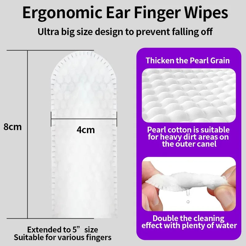Pet Ear Cleaning Finger Wipes – Gentle Ear Cleaner for Dogs & Cats (50 PCS)