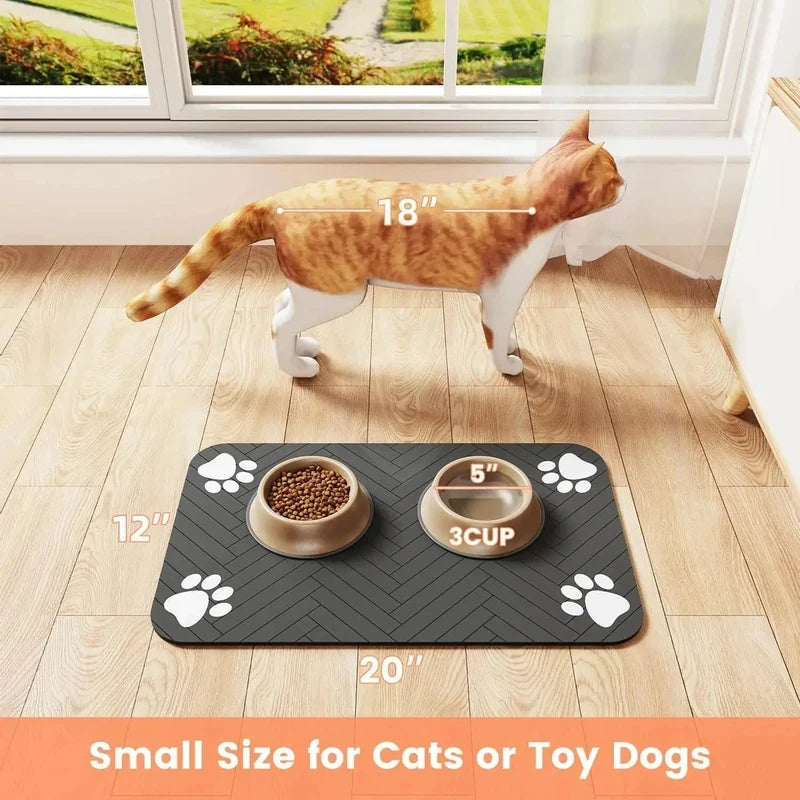 Absorbent Waterproof Pet Feeding Mat – Non-Slip Food & Water Bowl Mat for Dogs & Cats