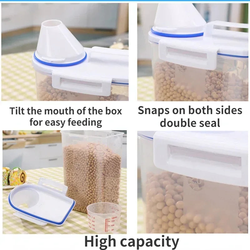 Airtight Pet Food Storage Container with Measuring Cup – Moisture-Proof Dog & Cat Food Bin (1.5kg / 2kg)