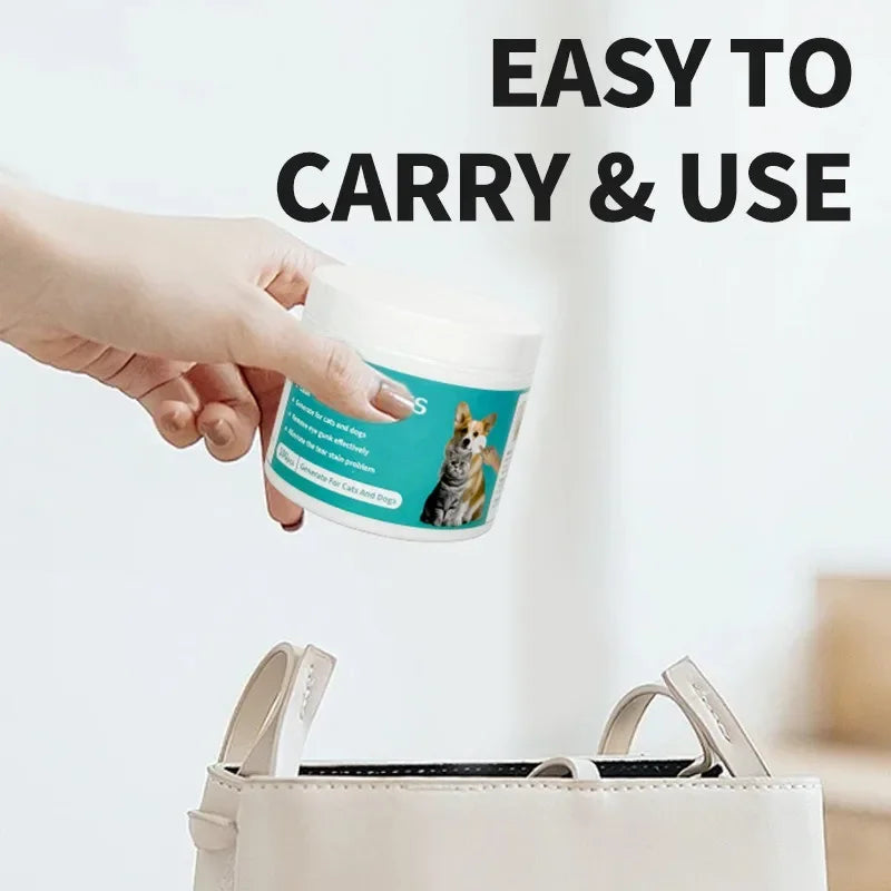 Pet Eye Cleaning Wipes – Tear Stain Remover for Dogs & Cats (100 PCS)