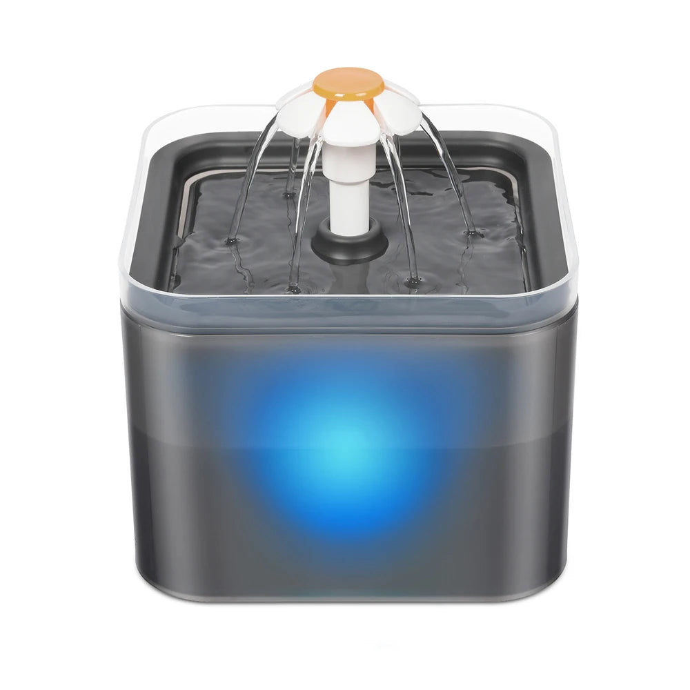 2L Automatic Pet Water Fountain with LED Light – USB Filtered Water Dispenser for Cats & Dogs