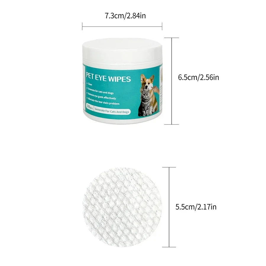 Pet Eye Cleaning Wipes – Tear Stain Remover for Dogs & Cats (100 PCS)