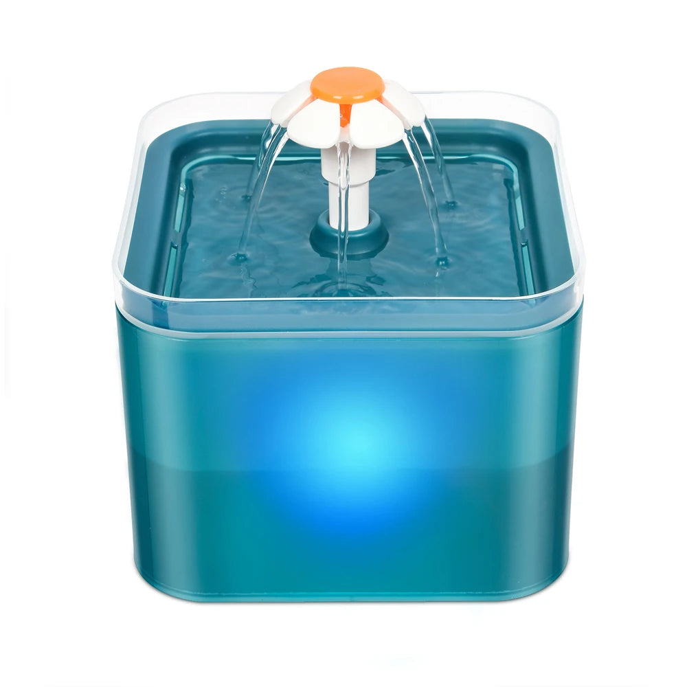 2L Automatic Pet Water Fountain with LED Light – USB Filtered Water Dispenser for Cats & Dogs