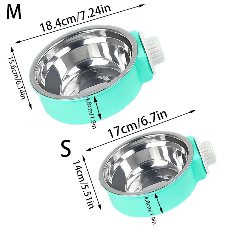Clip-On Stainless Steel Pet Bowl – Hanging Food & Water Bowl for Dogs & Cats
